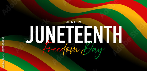 Juneteenth background, Freedom Day poster, flag border