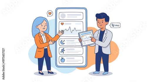 People reviewing health data on mobile phone with lifestyle and sleep information