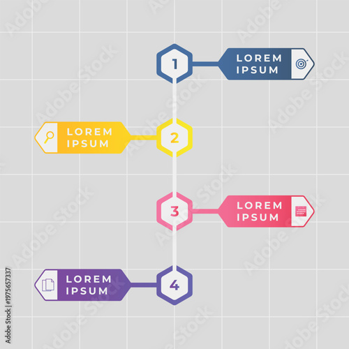 Infographic showing numbered steps with lorem ipsum text.