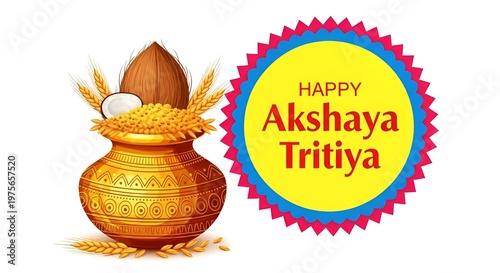 happy akshaya tritiya festival template with festive elements.