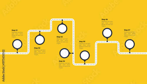 7 Steps Roadmap Infographic Template Design