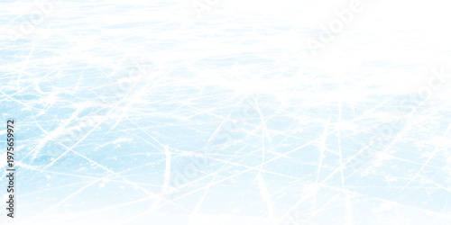 Abstract ice rink texture background with deep skate marks on frozen blue surface vector illustration