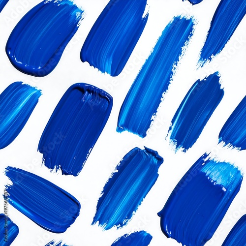 A digital illustration of various blue brush strokes on a white background