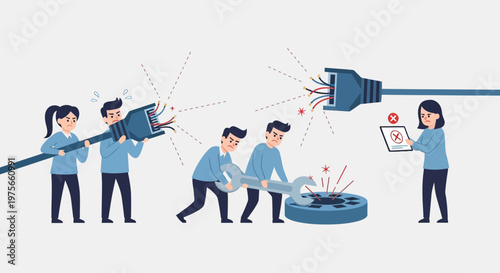 People fixing a plug.