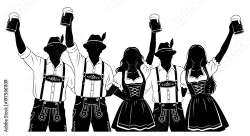 People in Traditional German Clothing.