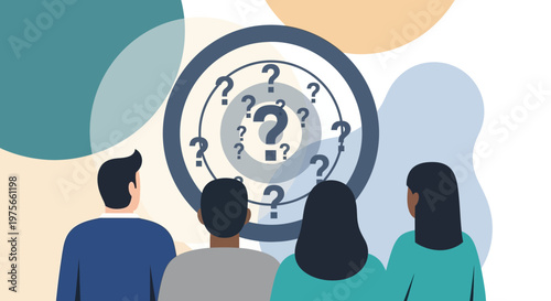 People Looking at Question Mark.