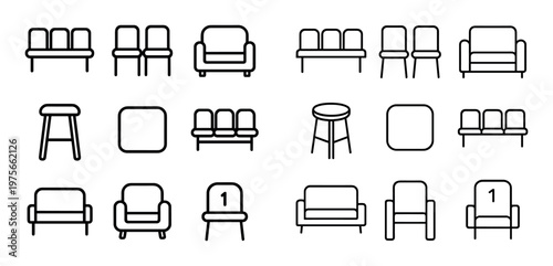 Seating and chair icons displayed in organized grid