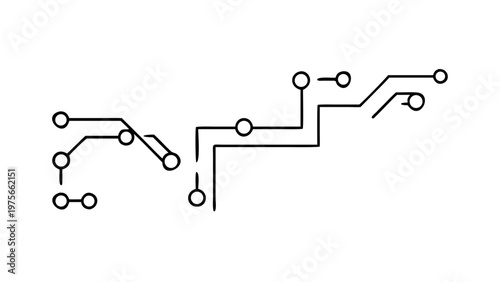 Black Outline Icon of Flowchart with Branching and Merging Paths