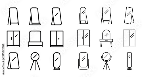Full length and freestanding mirror icons arranged in grid
