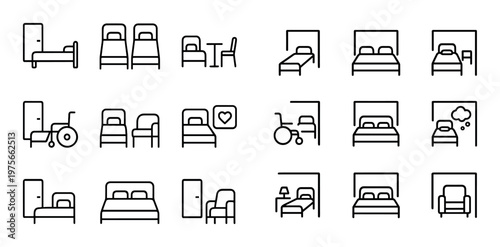 Hospital bed icons displayed in grid on white background