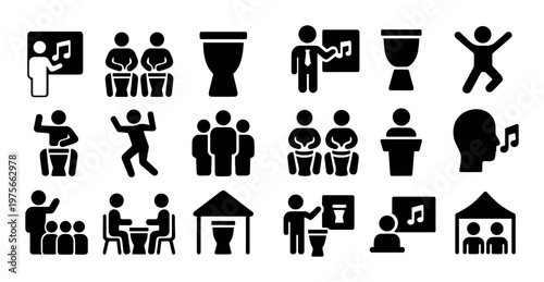 Group activities and teaching icons arranged in grid layout