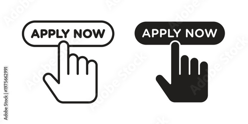 Apply icon vector design set. Icon Symbol Black Outline and Solid