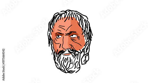 Zeno of Elea portrait, flat vector illustration