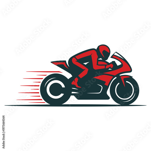 Dynamic depiction of a motorcyclist racing at high speed on a sleek bike