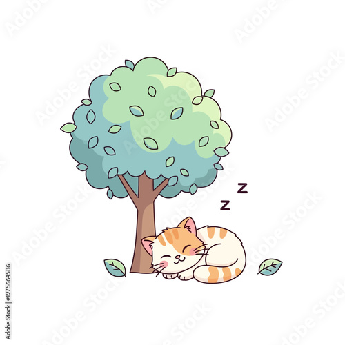 Vector illustrations of cute orange cats in multiple playful and relaxed poses, Cat, Paw, Standing, Icon, 