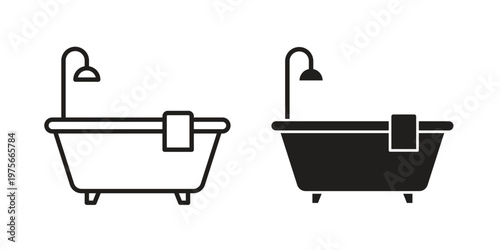 Bathroom icon vector design set. Icon Symbol Black Outline and Solid