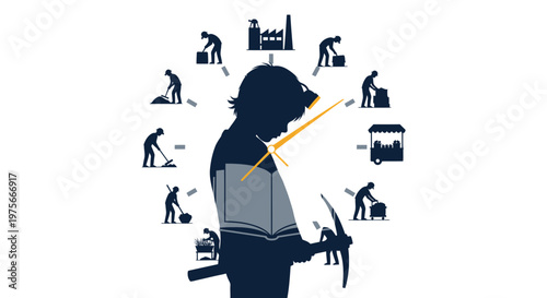 Industrial worker, laborer, mining icons, vector set, occupational symbols