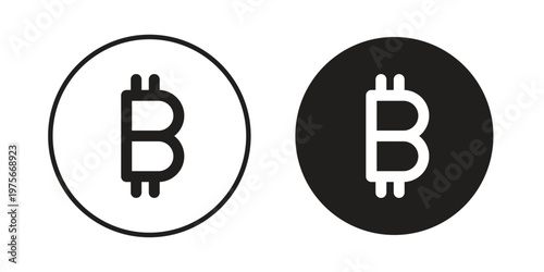 Bitcoin icon vector design set. Icon Symbol Black Outline and Solid