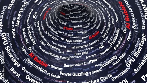 AI BUBBLE Keywords Animation on Tunnel Walls, Background, Loop
