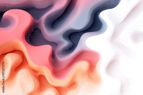 Abstract wavy background in pastel shades of pink, peach and blue-grey with paper layers effect — modern design for covers and presentations