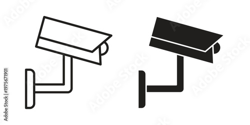 CCTV icon vector design set. Icon Symbol Black Outline and Solid