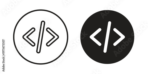 Code icon vector design set. Icon Symbol Black Outline and Solid