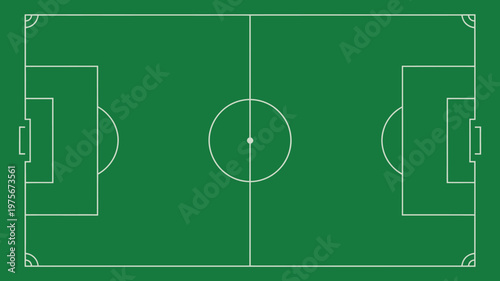 Soccer Field Top View Full Pitch Diagram Green Football Ground Design, vector illustration