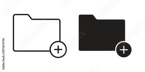 Create folder icon vector design set. Icon Symbol Black Outline and Solid