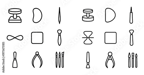 Ceramic tool icons depicting sculpting implements on grid