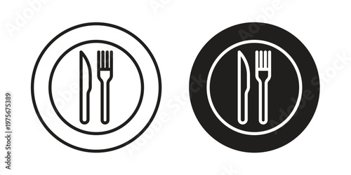 Cutlery icon vector design set. Icon Symbol Black Outline and Solid