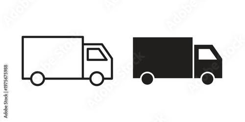 Delivery van icon vector design set. Icon Symbol Black Outline and Solid