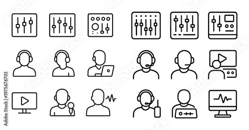 Headset and operator icons showing communication and control panels