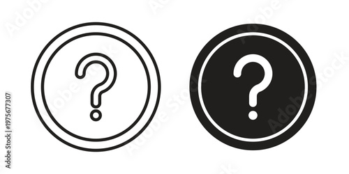 Doubts button icon vector design set. Icon Symbol Black Outline and Solid