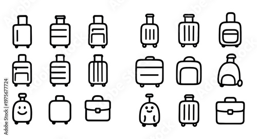 Variety of suitcase and luggage icons displayed in grid
