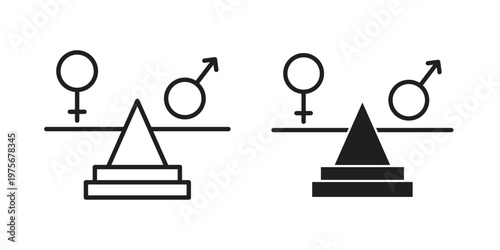 Equality icon vector design set. Icon Symbol Black Outline and Solid