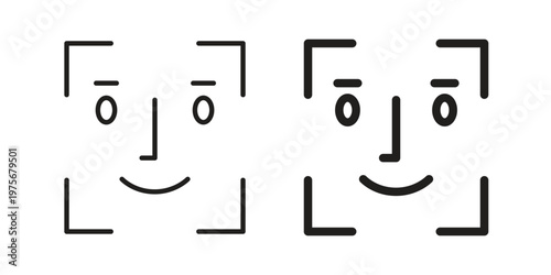 Face id icon vector design set. Icon Symbol Black Outline and Solid