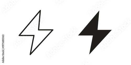 Flash icon vector design set. Icon Symbol Black Outline and Solid