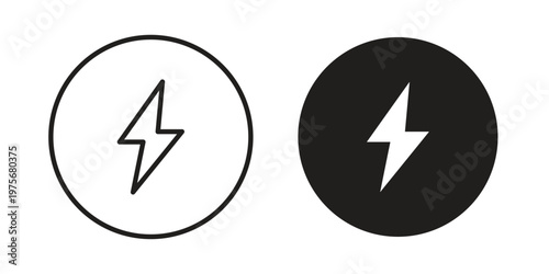 Flash icon vector design set. Icon Symbol Black Outline and Solid