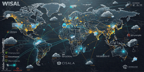 Digital Ecosystem with Connected Devices Illustration