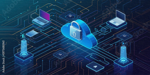 Digital Ecosystem with Connected Devices Illustration