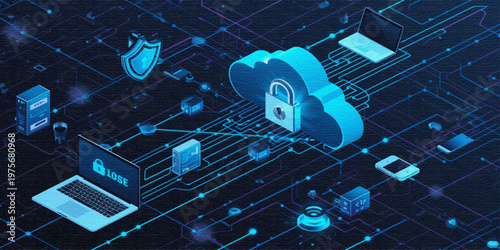 Digital Ecosystem with Connected Devices Illustration