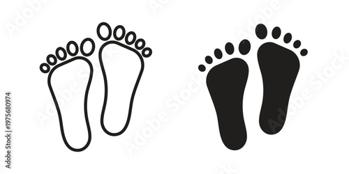 Foot icon vector design set. Icon Symbol Black Outline and Solid