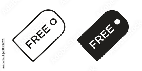 Free tag icon vector design set. Icon Symbol Black Outline and Solid