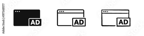 Online Advertising and Marketing Icon Set. Digital Advertisement and Promotional Content Symbols.