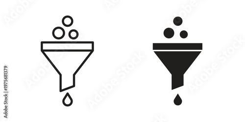 Funnel icon vector design set. Icon Symbol Black Outline and Solid