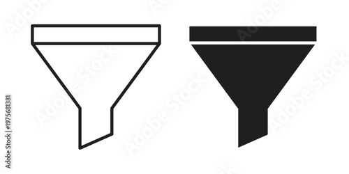 Funnel icon vector design set. Icon Symbol Black Outline and Solid