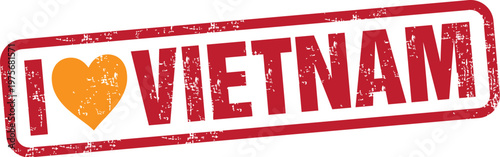 I Love Vietnam. Vector Distressed Rubber Stamp.