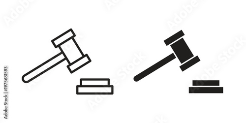 Gavel icon vector design set. Icon Symbol Black Outline and Solid