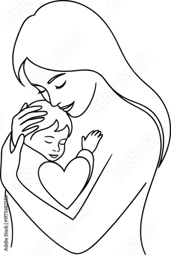 A comforting embrace a woman holds a person with a heart shaped form
