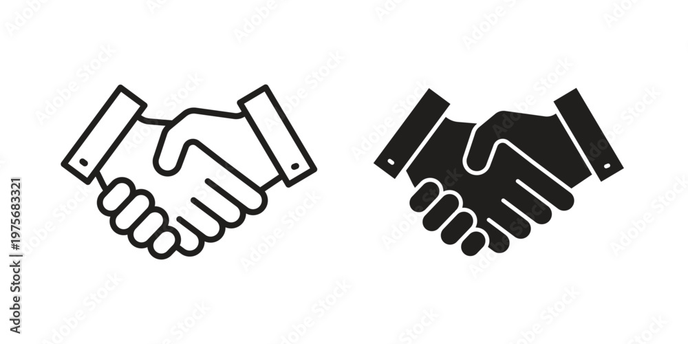 Obraz premium Handshake icon vector design set. Icon Symbol Black Outline and Solid